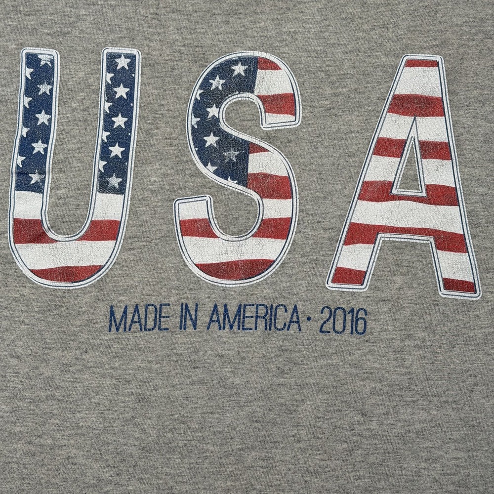 USA Made in America 2016 T-Shirt Men's Medium Gray Cotton Blend Patriotic Flag - Picture 5 of 14
